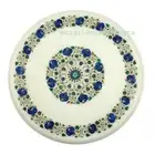 23" Marble Corner Side Table Top semi precious stones inlay Handmade Home Decor