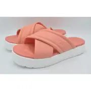 UGG Womens Size 9 Zayne Crossband Starfish Pink Leather Platform Slip On Sandals