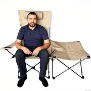 Reclining Outdoor Chair,Heavy Duty Folding Patio Recliner - Stable Load-Bearing Comfortable Ergonomic Lounge for Backyard Camping Patio Balcony Tanning Beach Pool