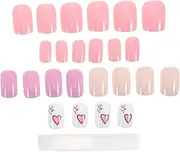 minkissy Fashionable Short Artificial Nails Full Nail Tips Press Women Decorative Fake Nails Sets