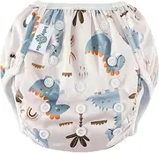 [Generic] Reusable Adjustable Swim Nappy LARGE-XL (12-20kg/Size 2-5) Boys 'Toddler to Preschool' Premium Cloth Swimming Diaper DINO DAZE_L