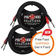 2 Pack Pig Hog PD-21406 Dual 1/4" TS Mono Male to Male Plug Audio Cable 6ft