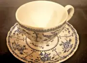 New Johnson Brothers Indies Pheasant Blue Cup & Saucer Pattern Inside England
