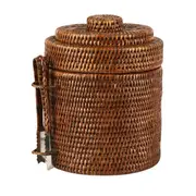 [Florabelle Living] Paume Rattan Ice Bucket With Tongs Antique Brown