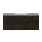 Forme 1200mm Dark Choc Mont Albert Wallhung Vanity With Poly Marble Top - RH Drawers