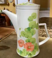 Mikasa Water Lilies Peach, COFFEE/ TEA POT, Discontinued 1976/79
