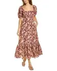 Favorite Daughter Mirka Purple Tan Cream Floral 100 Organic Cotton Maxi Dress 12