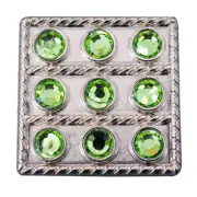 95HS Set Of 32 Western Screw Back Concho Green Crystal Square Bling Cowgirl