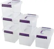 Tyminin Plastic Storage Bin with Handles/Lids, 6 L Small Latch Box, 6 Clear