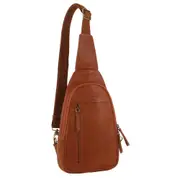 Pierre Cardin Men's Leather Crossbody Sling Bag w/ Adjustable Strap 20cm Cognac