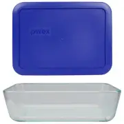 Pyrex (1) 7210 3-Cup Glass Dish and (1) 7210-PC Cadet Blue Lid