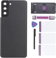 Rear Back Glass Door Cover Replacement for Galaxy S21+ Plus, Rear Glass Battery Door with Pre Installed and Tool Kit, Smartphone Repair Accessories