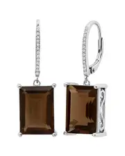 MaxColor Silver 12.00 ct. tw. Smoky Quartz Earrings