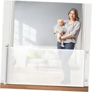 Retractable Baby Gate, Mesh Dog Gate or Mesh Baby Gate Wide 33" Tall 55" White
