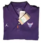 Nike Charlotte Hornets NBA Jordan Purple White Patch Embroidered Polo BIG TALL