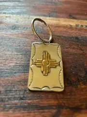 Navajo-Crafted Alpaca Silver Key Ring Zipper Pull with New Mexico Zia Design 285