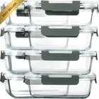 8PK Glass Meal Prep Containers Airtight Lids 30Oz