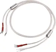 Ronyme Speaker Cable Loudspeaker Cable with Spade Connectors, Braided 7N OFC Speaker Wire for Amplifier, Home Theater, 3m