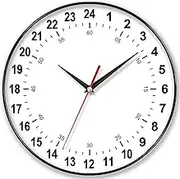 GAUBOS 24 Hour Wall Clock 12 Inch Round Wall Clock Easy to Read White Dial Modern Simple Style Decor Clock for Home/Office/School/Kitchen/Bedroom/Living Room, 24HWC02