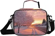 Landscape Street Winter Insulated Lunch Box for Women Men - Ideal for Work, Picnics - Includes Adjustable Shoulder Strap