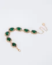 Green Framed Oval Crystal Bracelet