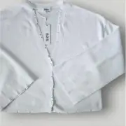 525 America Top Womens L White Raw Hem Distressed Hem V-Neck Button Up Front New