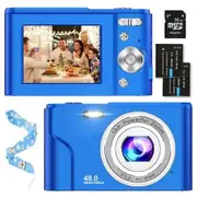 Digital Camera,1080P 48MP Camera with 32GB SD Card,2.4 Inch Digital Camera with 16X Digital Zoom,Compact Mini Camera Camera (Blue)