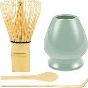 4Pcs Matcha Whisk Set with Matcha Whisk Matcha Whisk Holder Matcha Scoop and Matcha Spoon Portable Matcha Starter Kit Reusable Matcha Making Kit for Tea Lovers11(green)