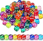 Toyvian 100 Pieces Dice Set, 14mm Bulk 6 Sided Colored Dices for Board Games, Math Learning,Classroom,Playing, Rolling with Storage Box