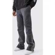 Mens Charcoal Regular Fit Stacked Gusset Joggers