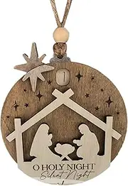 Nativity Scene for Christmas Trees, Christmas Jesus Nativity Sliding Decorative Calendar | Christian Home Decor Aesthetic, Wooden Christmas Ornaments, Traditional Christmas Ornaments for Decoration