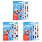 3PK Boyle Personalized Beaded Keychains Accessory Kids Activity DIY Craft Kit