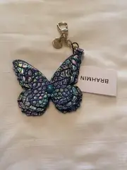 $$FIRM $**NWT BRAHMIN BLUE TOPAZ BUTTERFLY 3D Bag charm, Key Fob, tassel