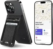 [HiWe] for MagSafe Wallet Stand, Magnetic Wallet for iPhone 16/15/14/13/12 Series, Works with Apple Find My, Anti-Lost, 9 Cards Holder, Vegan Leather, RFID, Carbon Fiber