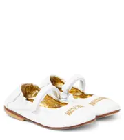 [Moschino Kids] Moschino Kids Logo leather ballet flats UK 4 white