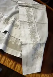 Williams Sonoma Vtg 70x108 Beige Tablecloth Cotton Linen Made In Russia Ecru Ivy