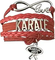 Sportybella Karate Charm Bracelet - Infinity Karate Adjustable Charm Bracelet with Martial Arts Charm for Women and Girls