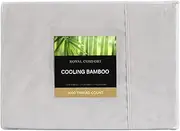 Royal Comfort Sheet Set 3000TC Bamboo Cooling Ultra Soft 1 x Flat Sheet, 1 x Fitted Sheet, 2 x Pillowcases, (4 Pcs, King, Mid Grey)