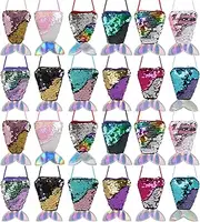 [YallFairy] 24 Pieces Mermaid Tail Coin Purse Mermaid Tail Sequin Crossbody Coin Wallet Bags for Kids Little Girls Mermaid Birthday Party Favors Goodie Bag Fillers Xmas Gifts