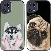 2 Pcs/Lot Husky Pug Dog Printed TPU Soft Gel Silicone Back Phone Case Cover (Case for Oppo Find X5 Pro)