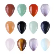 50pcs Gemstone Flatback Drop Cabochons Smooth Gems Charms Pendants Beads 14x10mm