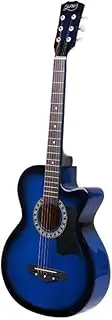 38-Inch Acoustic Guitar with Steel Strings, Wooden Body, Blue, Includes Carry Bag and Accessories