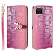 For Samsung Galaxy A12 Phone Case With Strap - Purplish red