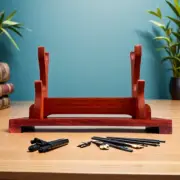 Rosewood Samurai Sword Holder Stand Wakizashi Katana Holder Rack Support 2 Tier