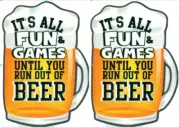 (2) Iron-On T-Shirt Transfer It's All Fun & Games Until You Run Out of Beer