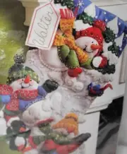 Bucilla Christmas Stocking Kit Snow Fun Snowmen Sequins Felt New