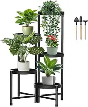 Plant Stand Indoor,5Tiered Metal Foldable Outdoor Corner Tall Plant Shelf for Multiple Plants,Tiered Plant Racks,Shelf Flower Pot Holder Display Racks for Patio Garden Balcony Living Room
