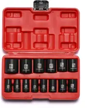 14 Pieces 1/2-Inch Drive Shallow Impact Socket Set, 3/8-Inch to 1-1/4 Inch