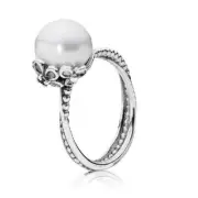 Genuine Pandora Sterling Silver White Pearl Garden Odyssey Ring 190848P Size 50