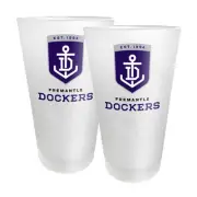 SET OF 2 - Fremantle Dockers Freo AFL FROSTED Conical Glasses 450ml Man Cave